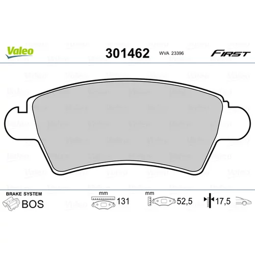 Sada brzdových platničiek kotúčovej brzdy VALEO 301462