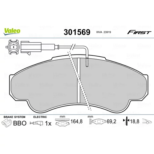 Sada brzdových platničiek kotúčovej brzdy 301569 /VALEO/