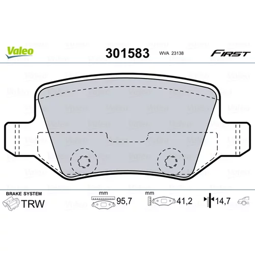 Sada brzdových platničiek kotúčovej brzdy 301583 /VALEO/