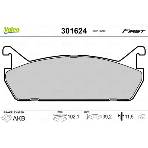 Sada brzdových platničiek kotúčovej brzdy VALEO 301624