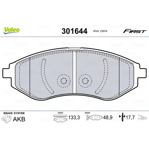 Sada brzdových platničiek kotúčovej brzdy VALEO 301644