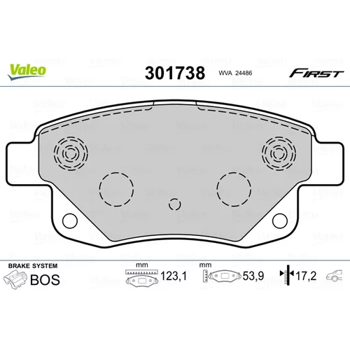 Sada brzdových platničiek kotúčovej brzdy VALEO 301738