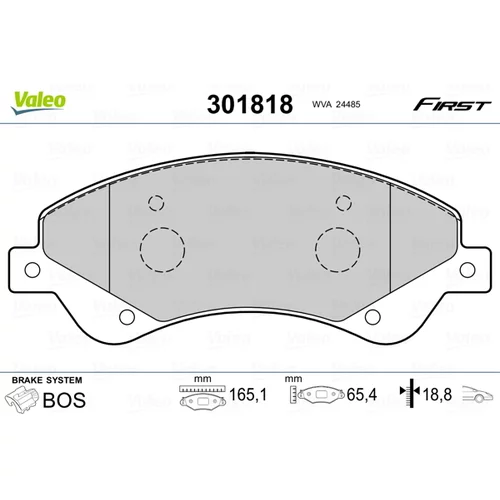 Sada brzdových platničiek kotúčovej brzdy VALEO 301818