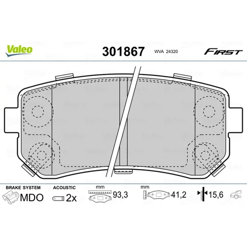 Sada brzdových platničiek kotúčovej brzdy 301867 /VALEO/