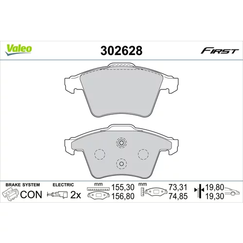 Sada brzdových platničiek kotúčovej brzdy VALEO 302628