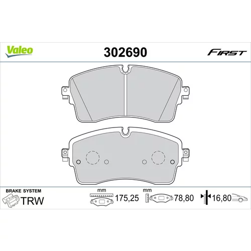 Sada brzdových platničiek kotúčovej brzdy VALEO 302690