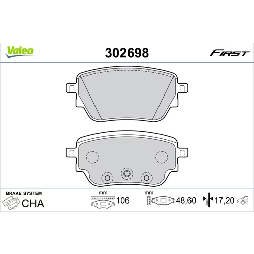 Sada brzdových platničiek kotúčovej brzdy VALEO 302698