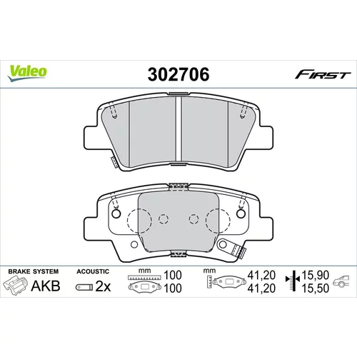 Sada brzdových platničiek kotúčovej brzdy VALEO 302706