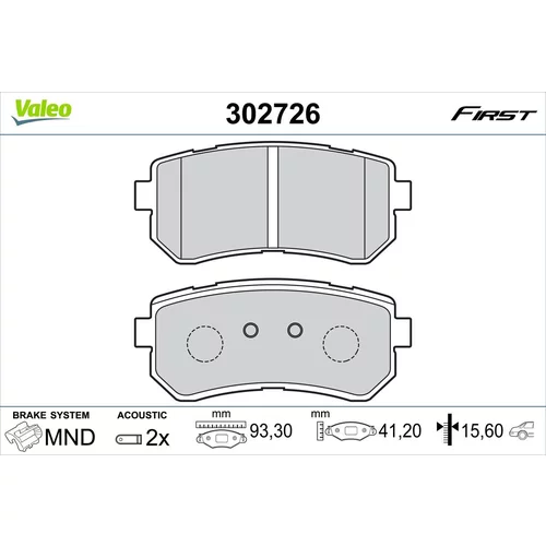 Sada brzdových platničiek kotúčovej brzdy VALEO 302726