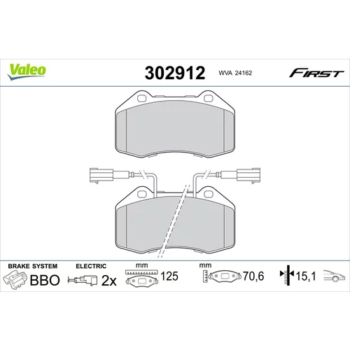 Sada brzdových platničiek kotúčovej brzdy VALEO 302912