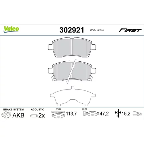 Sada brzdových platničiek kotúčovej brzdy VALEO 302921