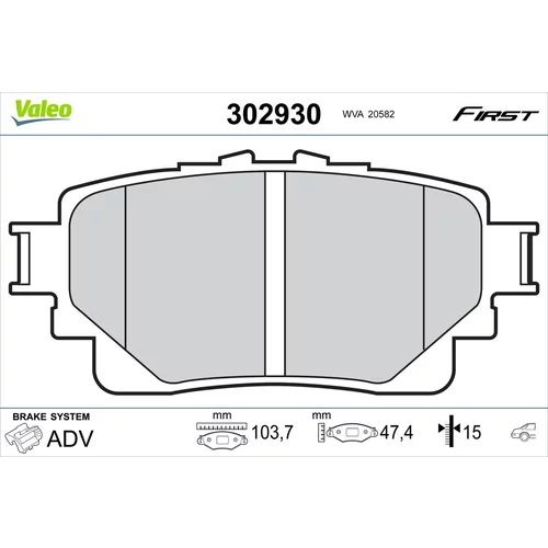 Sada brzdových platničiek kotúčovej brzdy VALEO 302930