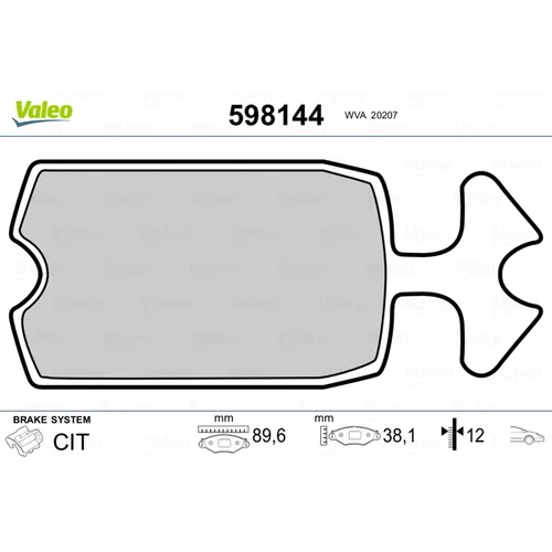 Sada brzdových platničiek kotúčovej brzdy VALEO 598144