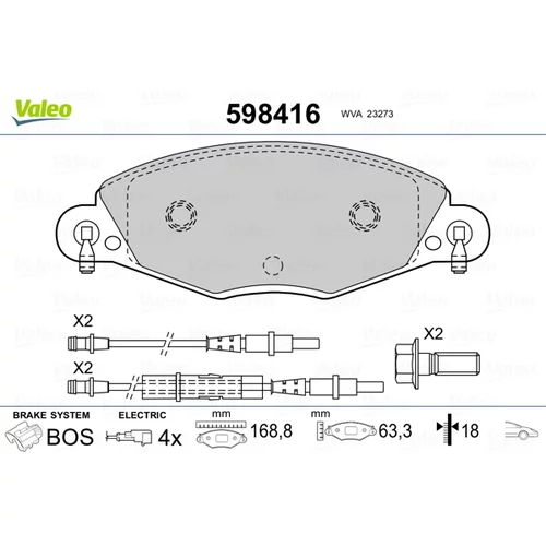 Sada brzdových platničiek kotúčovej brzdy VALEO 598416