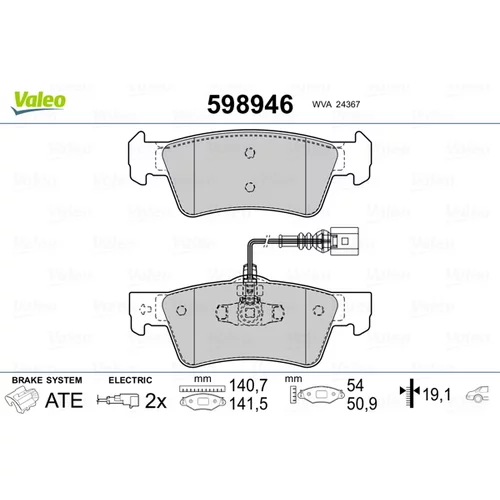 Sada brzdových platničiek kotúčovej brzdy VALEO 598946