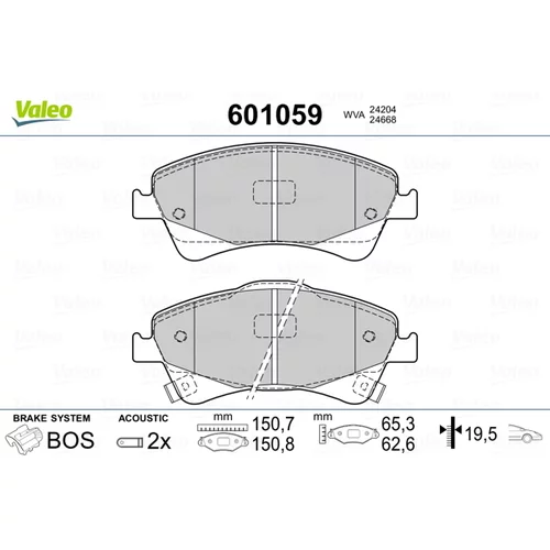 Sada brzdových platničiek kotúčovej brzdy VALEO 601059