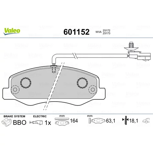 Sada brzdových platničiek kotúčovej brzdy VALEO 601152