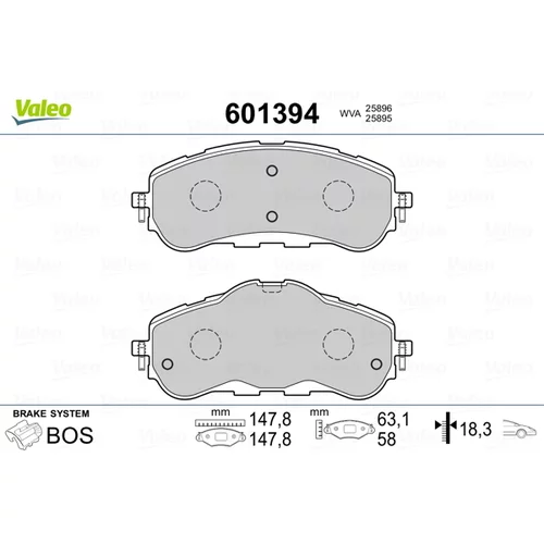 Sada brzdových platničiek kotúčovej brzdy 601394 /VALEO/