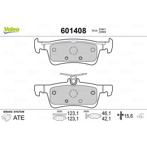 Sada brzdových platničiek kotúčovej brzdy VALEO 601408