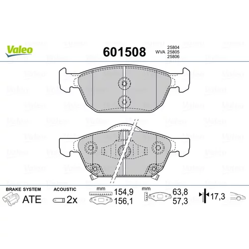 Sada brzdových platničiek kotúčovej brzdy VALEO 601508