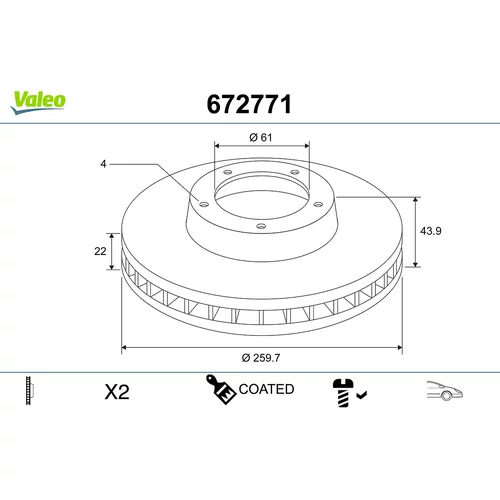 Brzdový kotúč VALEO 672771