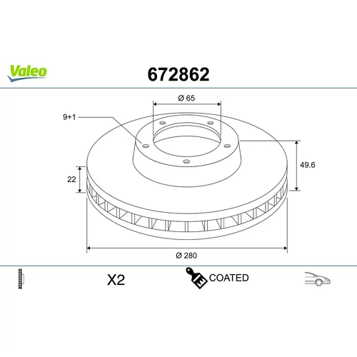 Brzdový kotúč VALEO 672862