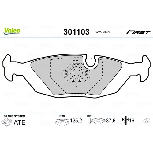 Sada brzdových platničiek kotúčovej brzdy VALEO 301103