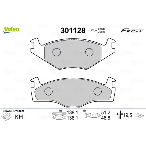Sada brzdových platničiek kotúčovej brzdy VALEO 301128