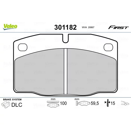 Sada brzdových platničiek kotúčovej brzdy VALEO 301182