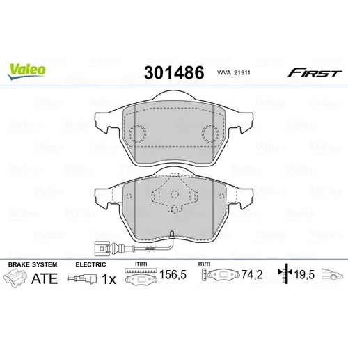 Sada brzdových platničiek kotúčovej brzdy VALEO 301486