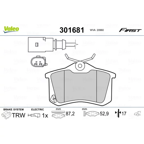 Sada brzdových platničiek kotúčovej brzdy 301681 /VALEO/