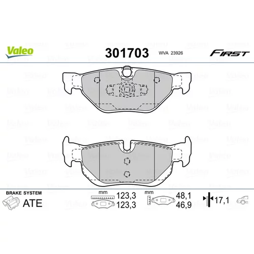 Sada brzdových platničiek kotúčovej brzdy 301703 /VALEO/