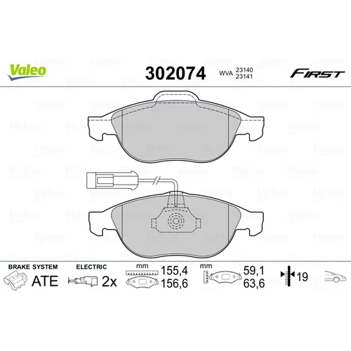 Sada brzdových platničiek kotúčovej brzdy VALEO 302074