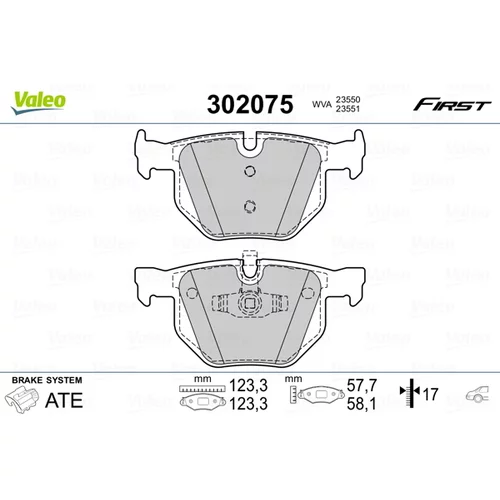 Sada brzdových platničiek kotúčovej brzdy VALEO 302075