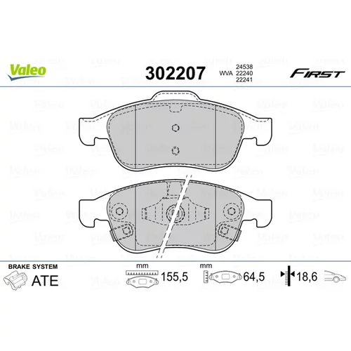 Sada brzdových platničiek kotúčovej brzdy VALEO 302207