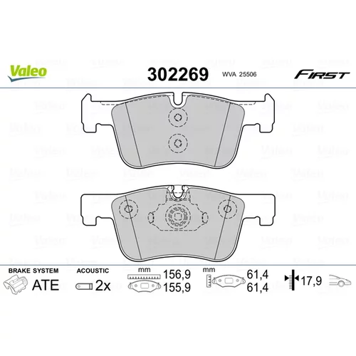 Sada brzdových platničiek kotúčovej brzdy VALEO 302269