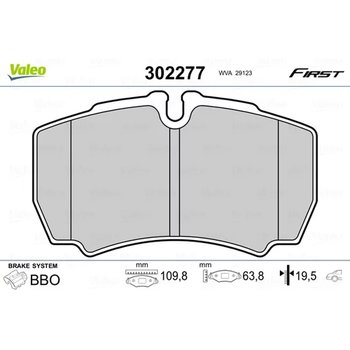 Sada brzdových platničiek kotúčovej brzdy VALEO 302277