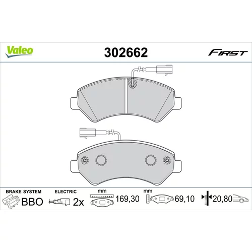 Sada brzdových platničiek kotúčovej brzdy VALEO 302662