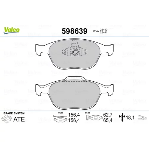 Sada brzdových platničiek kotúčovej brzdy VALEO 598639