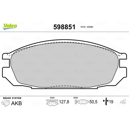 Sada brzdových platničiek kotúčovej brzdy VALEO 598851