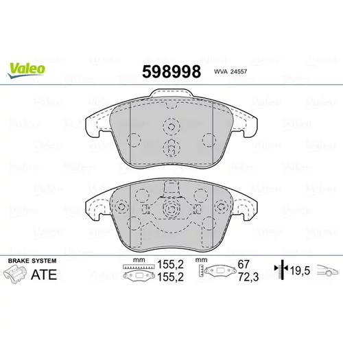 Sada brzdových platničiek kotúčovej brzdy VALEO 598998