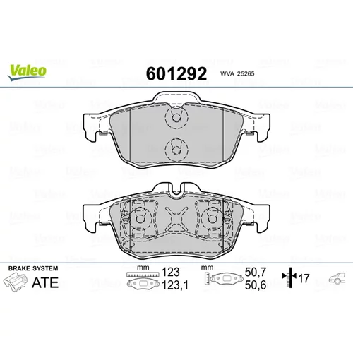 Sada brzdových platničiek kotúčovej brzdy VALEO 601292