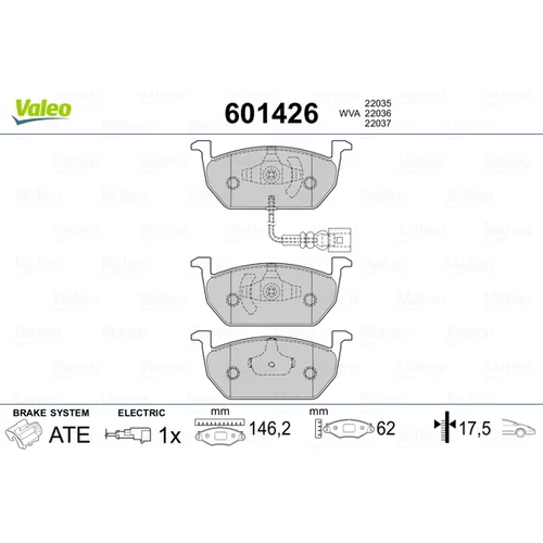 Sada brzdových platničiek kotúčovej brzdy VALEO 601426