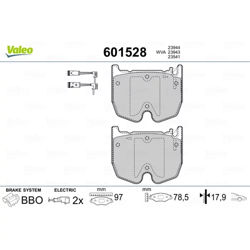 Sada brzdových platničiek kotúčovej brzdy VALEO 601528