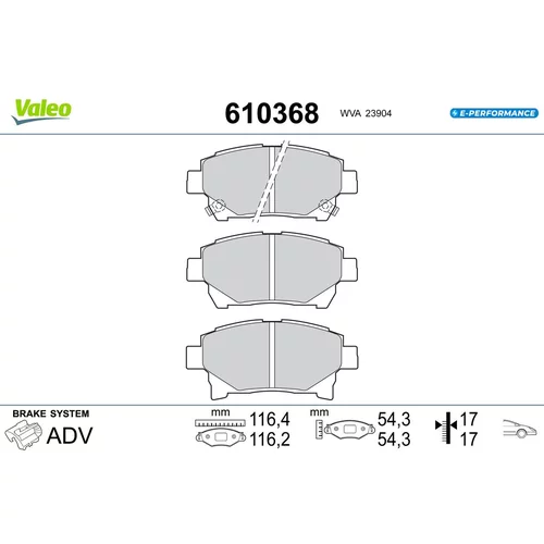 Sada brzdových platničiek kotúčovej brzdy VALEO 610368