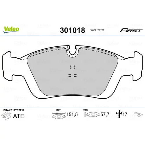 Sada brzdových platničiek kotúčovej brzdy VALEO 301018