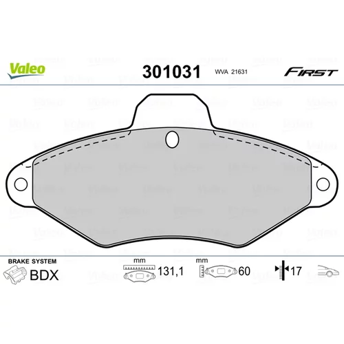 Sada brzdových platničiek kotúčovej brzdy 301031 /VALEO/