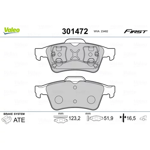 Sada brzdových platničiek kotúčovej brzdy VALEO 301472