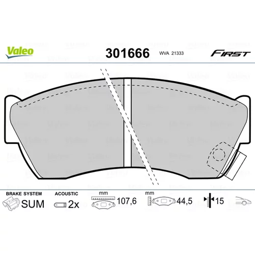 Sada brzdových platničiek kotúčovej brzdy VALEO 301666