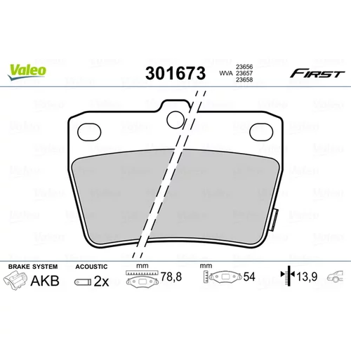 Sada brzdových platničiek kotúčovej brzdy VALEO 301673